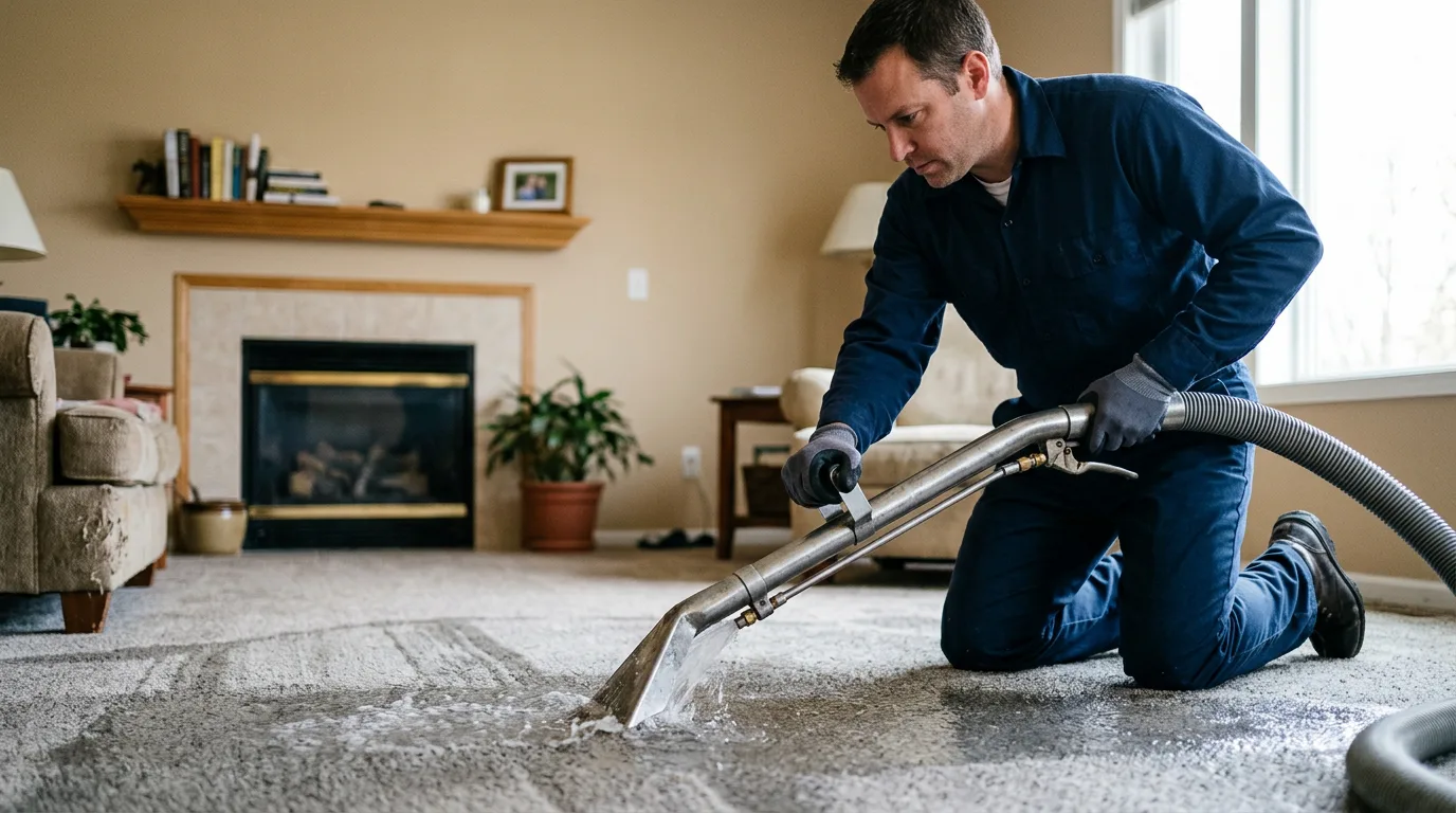 Water damage restoration technician working near Glyndon, MN